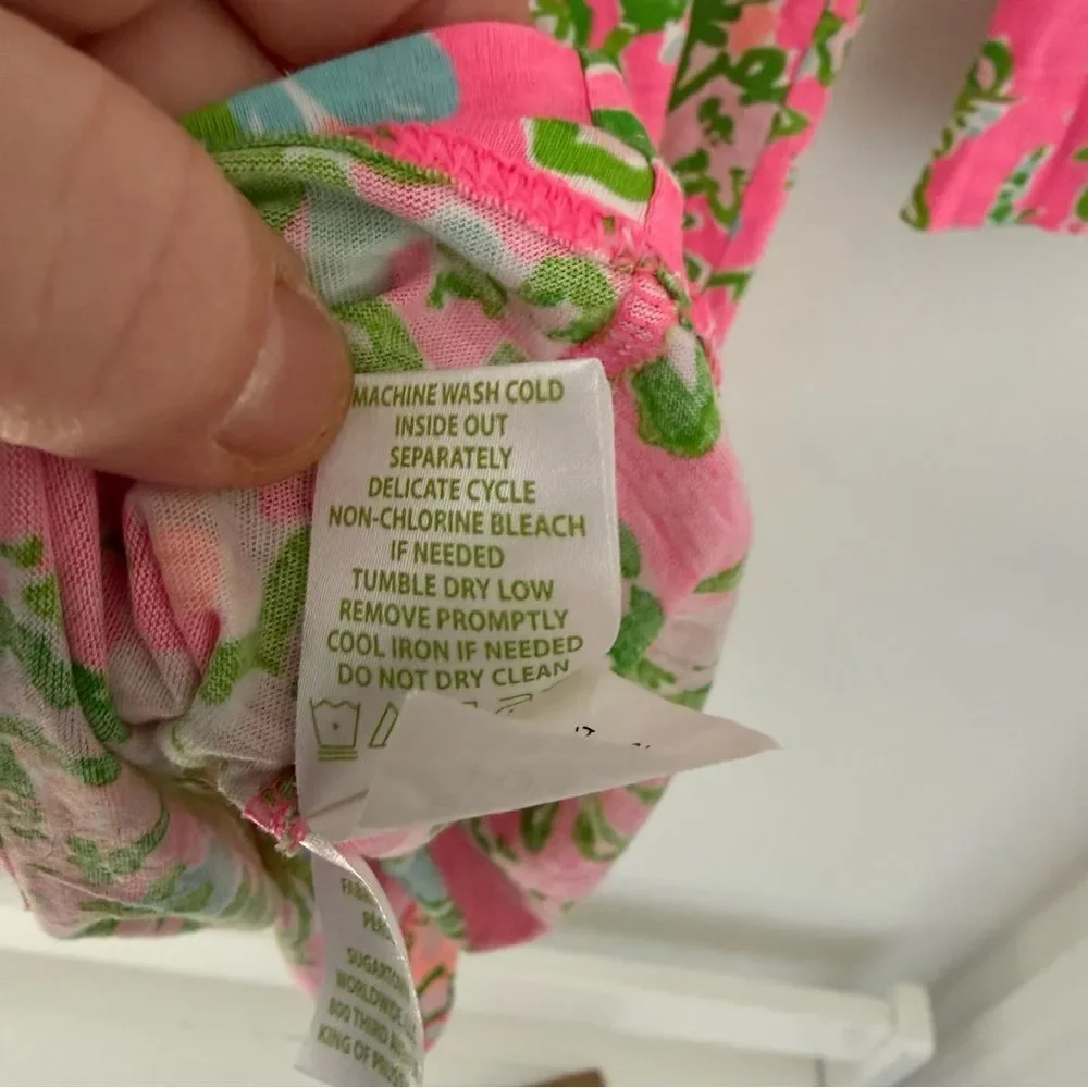 Lilly Pulitzer Mini Marlowe T-Shirt Dress 23492 Southern Charm Print Pink Green